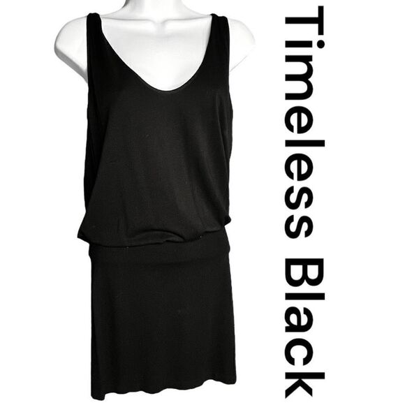 Timeless Black Women's Sleeveless Scoop Neck Blouson Dress Black One Size NWT - Picture 1 of 7